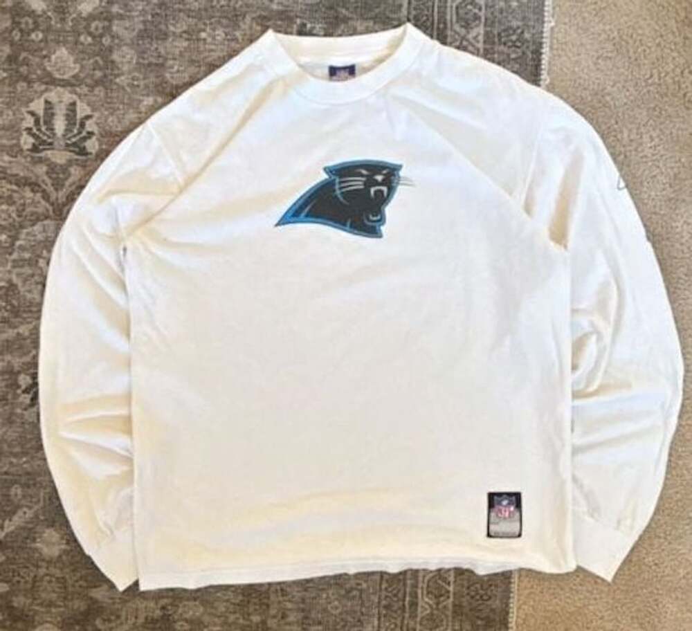Reebok NFL Carolina Panthers On Field White Long Sleeve T-Shirt Men's Size M
